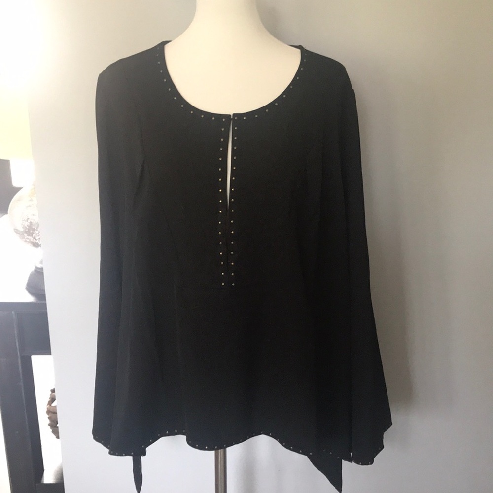 NWOT Black blouse with gold stud details size 18w